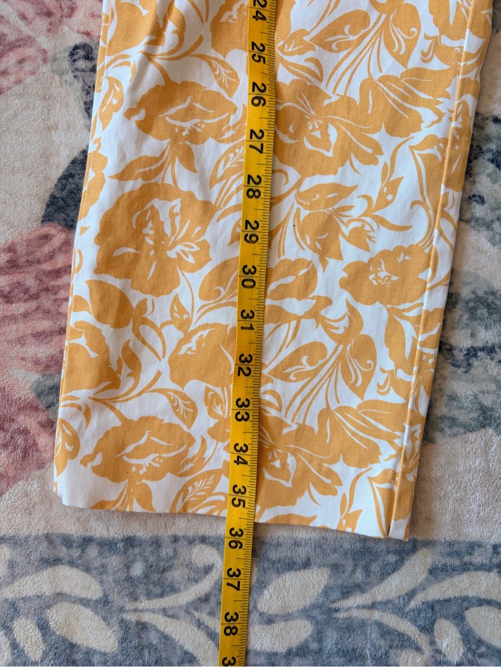 Lands' End White Straight-Leg Pants with Yellow Print - Picture 8 of 10
